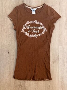 🤎 VINTAGE Y2K Abercrombie & Fitch Pointelle Baby Tee 🤎